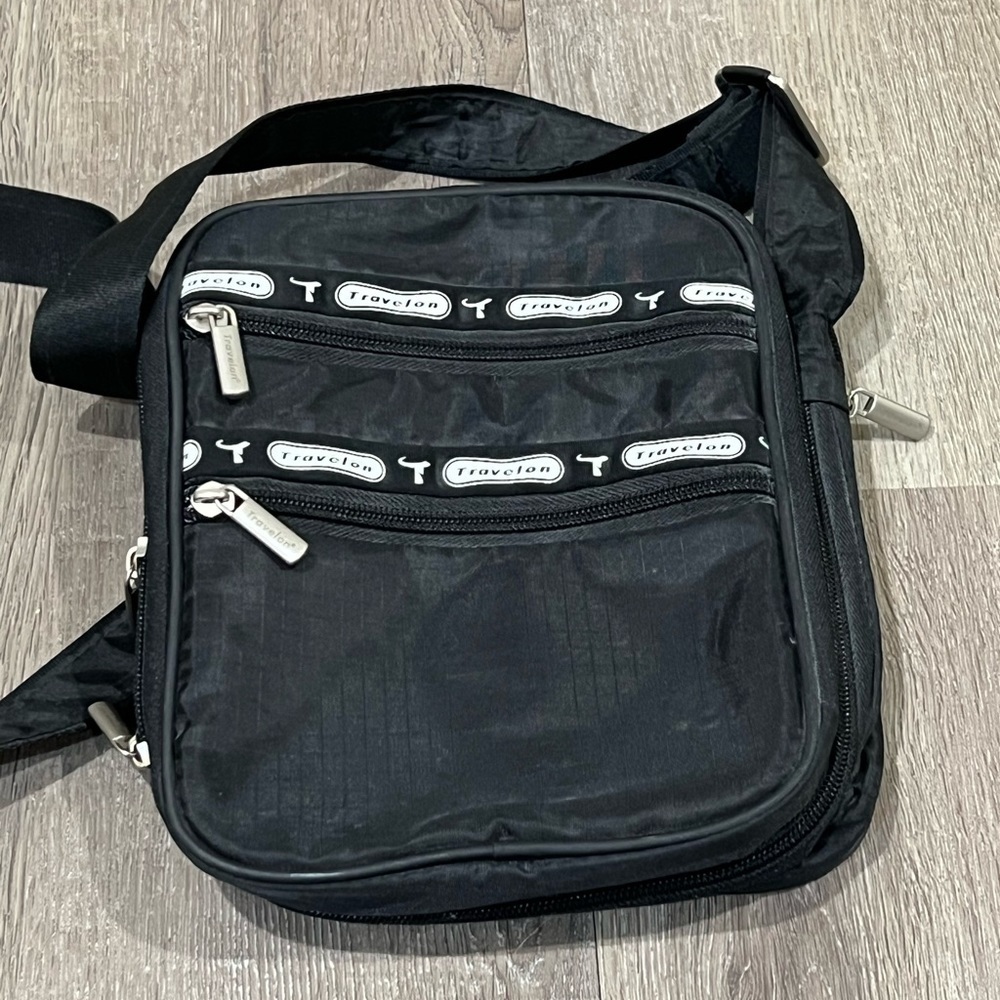 Travelon Anti-theft Black Nylon Satchel Travel Purse Bag Passport Holder